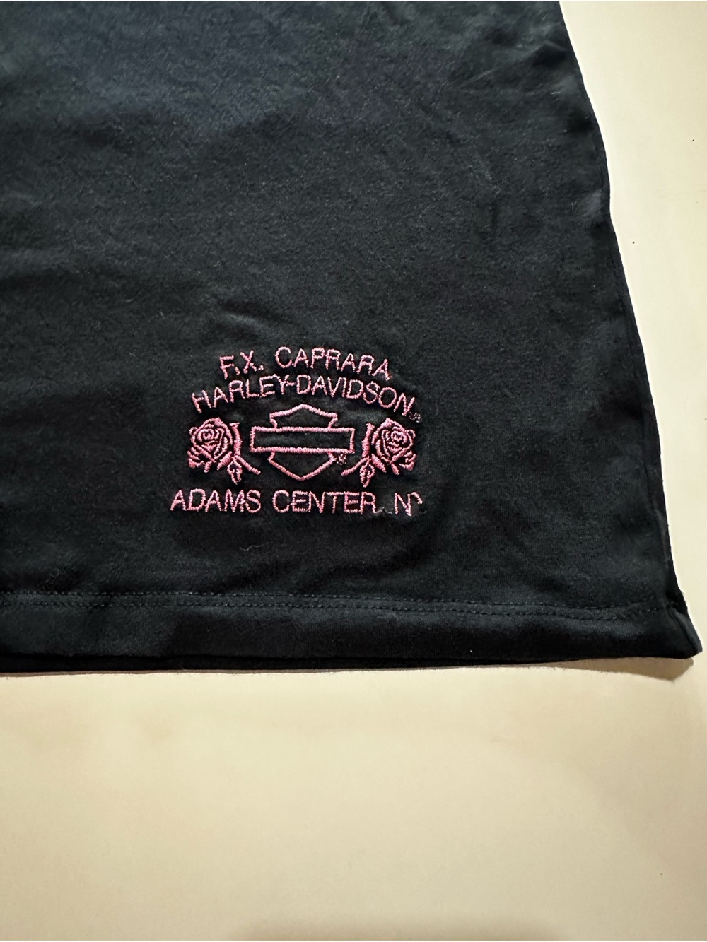 Harley-Davidson Black V-Neck Tee with Pink Accents and opening in the back. - Picture 11 of 11